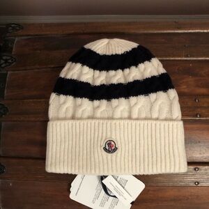 Wool Striped Cable Knit Hat